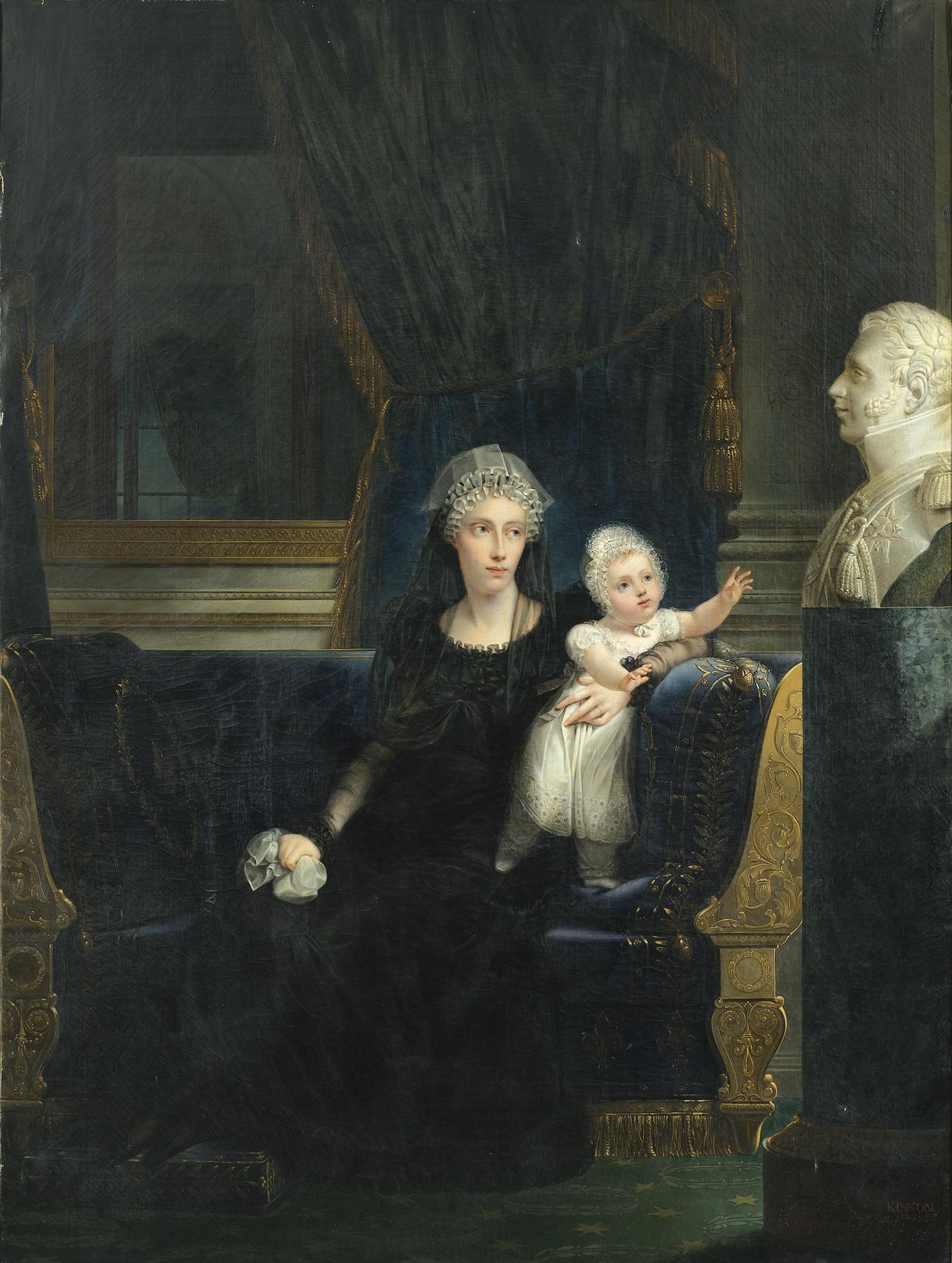 François-Joseph Kinson - Portrait De La Duchesse De Berry Avec Sa Fille Louise