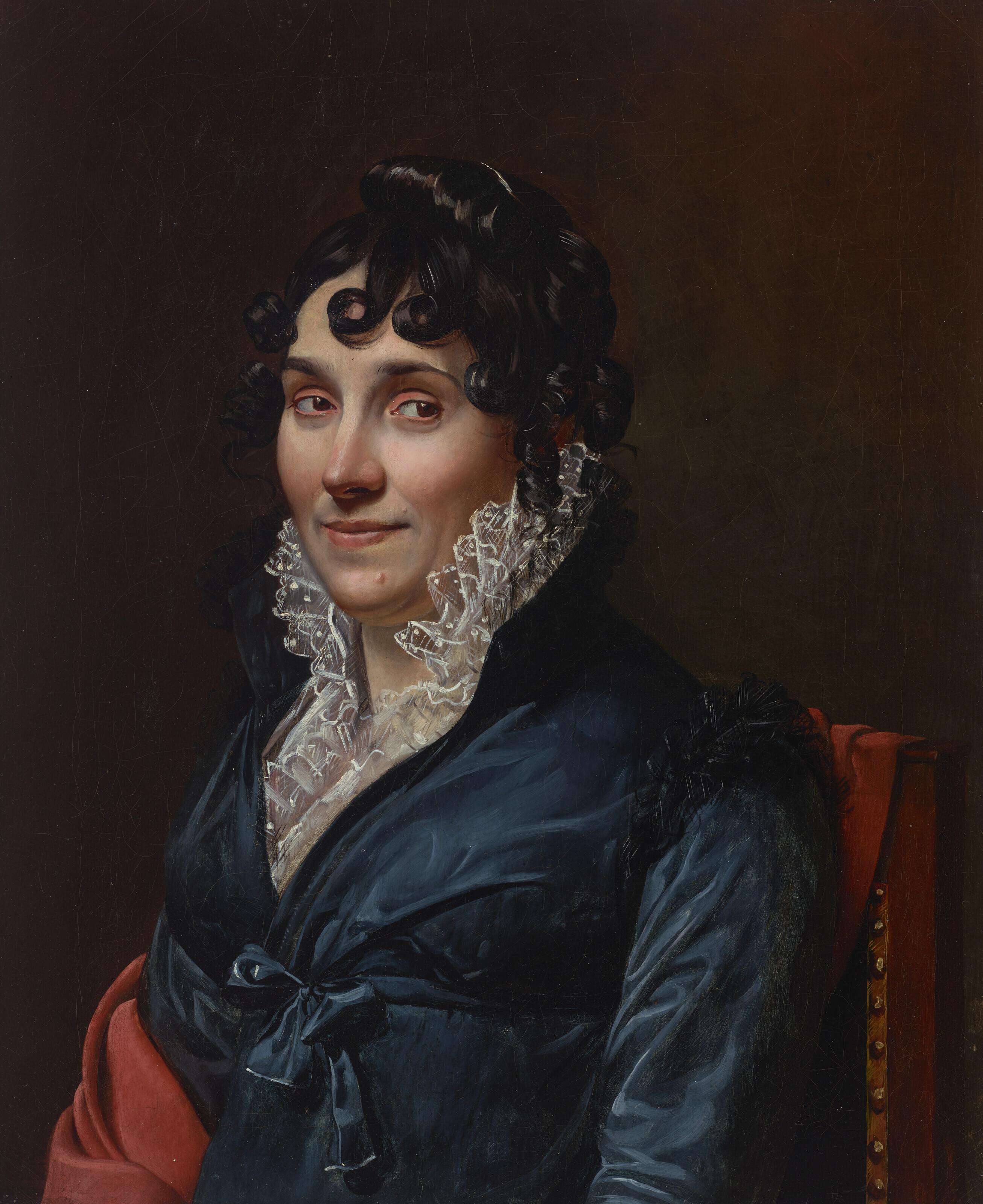 François-Joseph Navez - Portrait of a woman, traditionally identified as Henriette Lousbergs (1796-1827), half-length, seated, in a green gown and lace collar