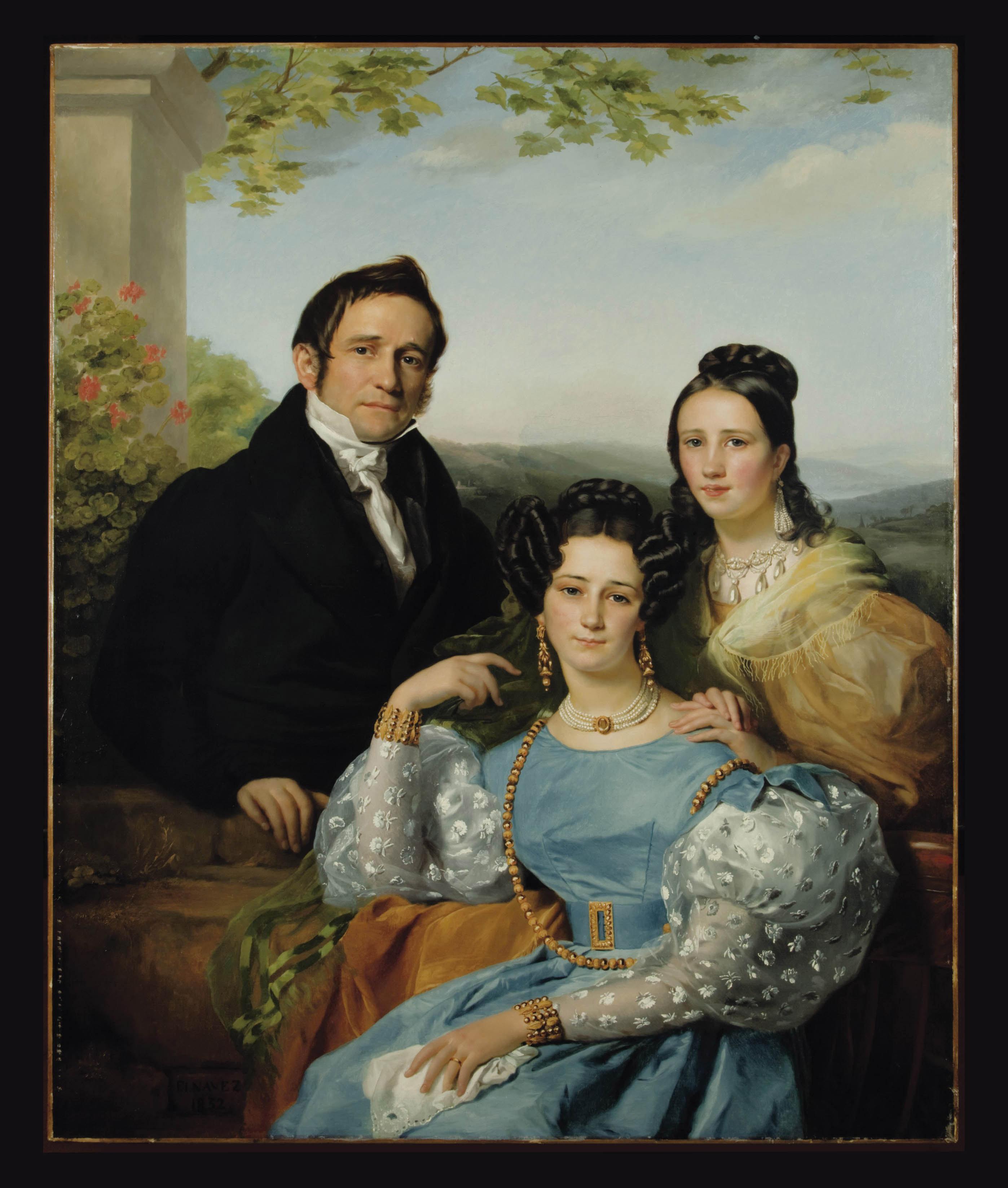 François-Joseph Navez - Portrait of Théodore Joseph Jonet and his two daughters