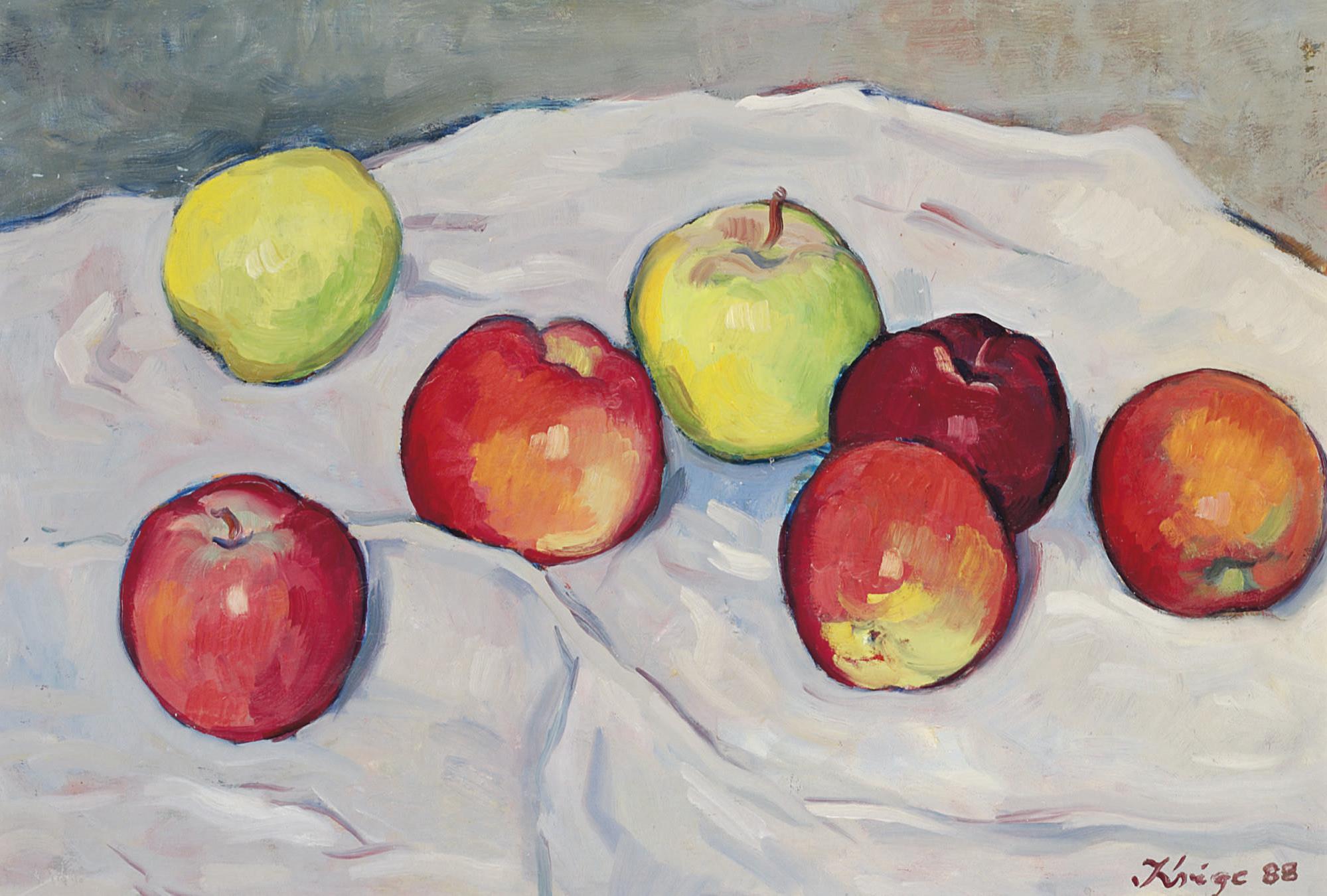 François Krige - Apples on a draped table