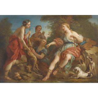François Le Moyne - Diane Revenant De La Chasse Ou Le Soirfrançois Le Moyne ; Diana Returning From The Hunt Or \