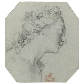 François Le Moyne - Recto: Head Of A Girl, Turned In Profile To The Right; Verso: Half-Length Study Of A Nude Girl, Seen From Behind And Turned To The Left