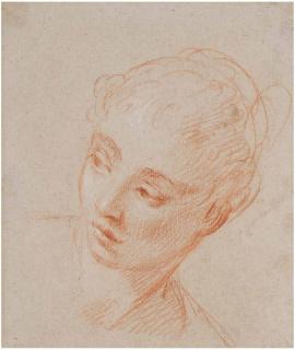 François Le Moyne - Recto: Head Of A Woman Turning To Her Right,  Verso: Head Study Of A Woman In Profile