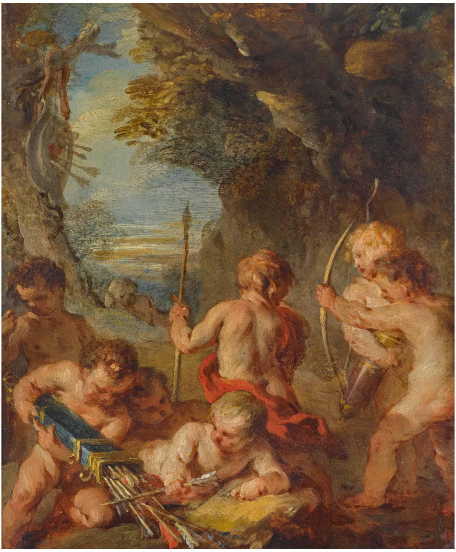 François Lemoyne - Putti Playing In A Landscape