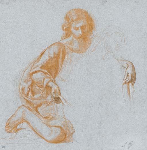 François-Léon Bénouville - Un Homme Agenouillé Près D\'Une Figure Assise, Tenant Une Draperie