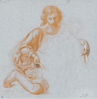 François-Léon Bénouville - Un Homme Agenouillé Près D\'Une Figure Assise, Tenant Une Draperie