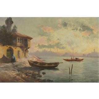 François Léon Prieur-Bardin - French View Of The Bosporus, Constantinople In The Distance