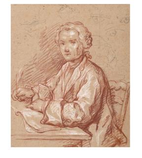 François-Louis-Joseph Watteau - Homme À Son Bureau Écrivant (Recto) ; Esquisse D\'Homme En Buste Lisant Et Étude De Mains (Verso)