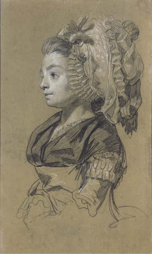 François-Louis-Joseph Watteau - Portrait of a woman, half-length, looking to the left