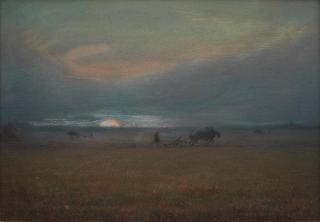François Millet - Ploughing At Sunset