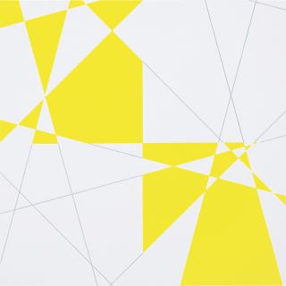 François Morellet - 12 Lignes Au Hasard Hybrides Blanc Et Jaune (12 Hybrid White And Yellow Random Lines)