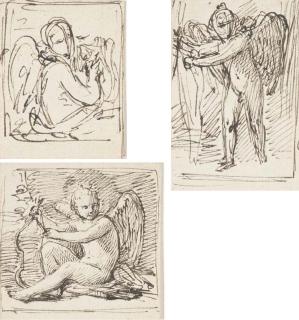 François-Pascal-Simon Gérard, Baron Gérard - Un Putto Jouant de la Harpe; Un Putto Assis Bandant Un Arc; Et Un Putto Marchant À Gauche