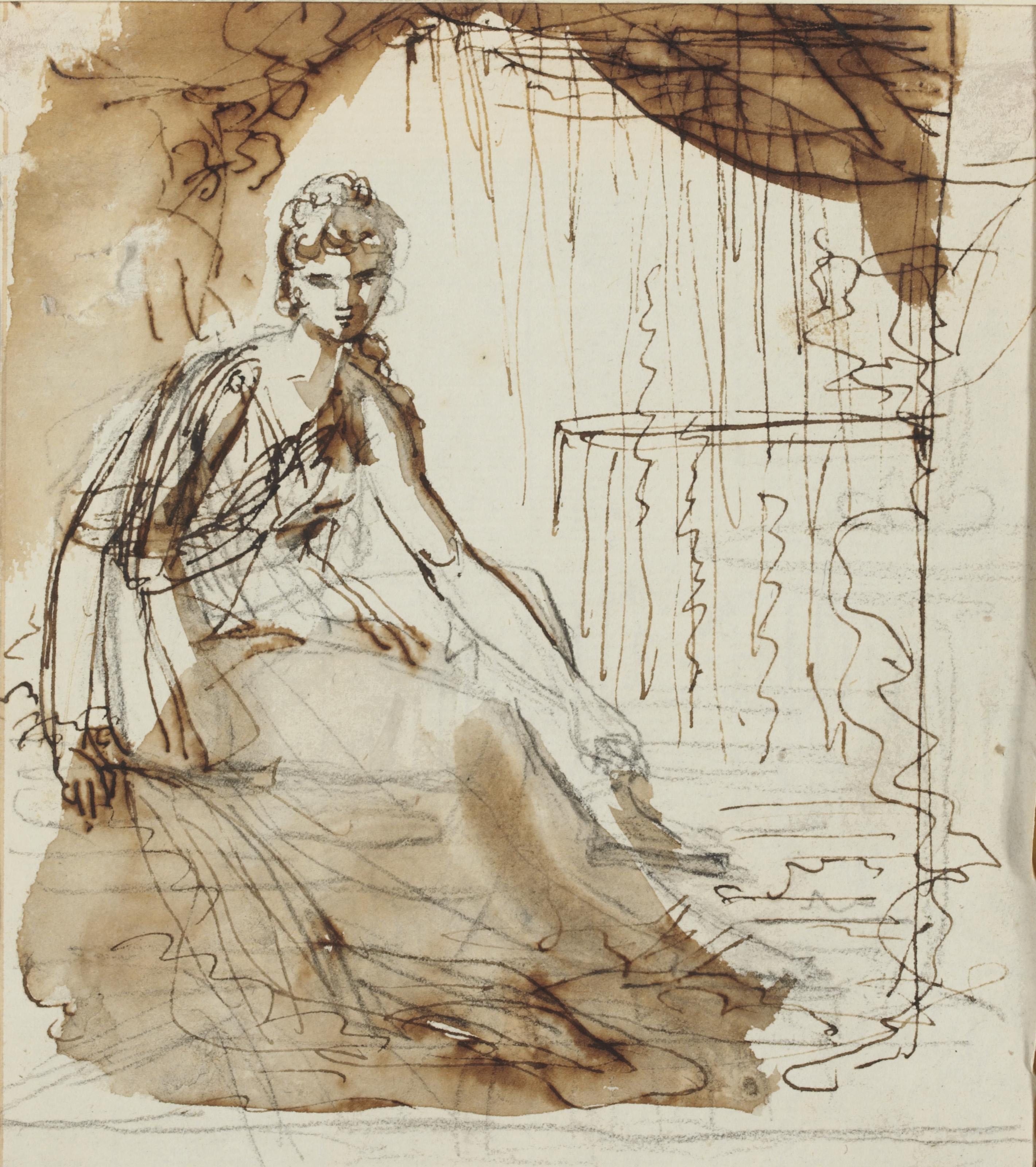 Francois-Pascal-Simon Gerard - Femme assise (recto); Etude de personnages (verso)