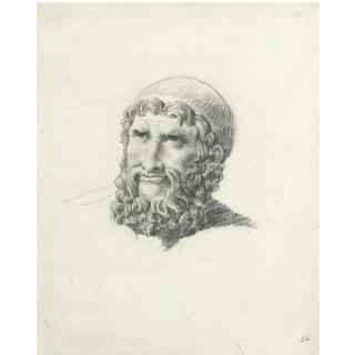François Pascal Simon Gérard - Two Studies Of Antique Heads: A Bearded Man With A Close Cap; A Young Man With A Phrygian Cap