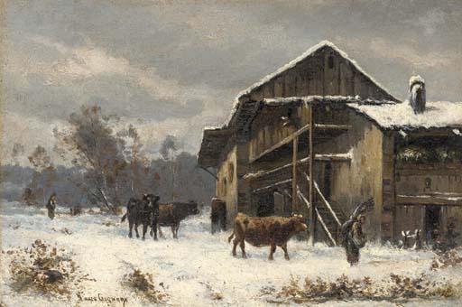 Francois Regis Gignoux - Winter on the Farm