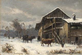 Francois Regis Gignoux - Winter on the Farm