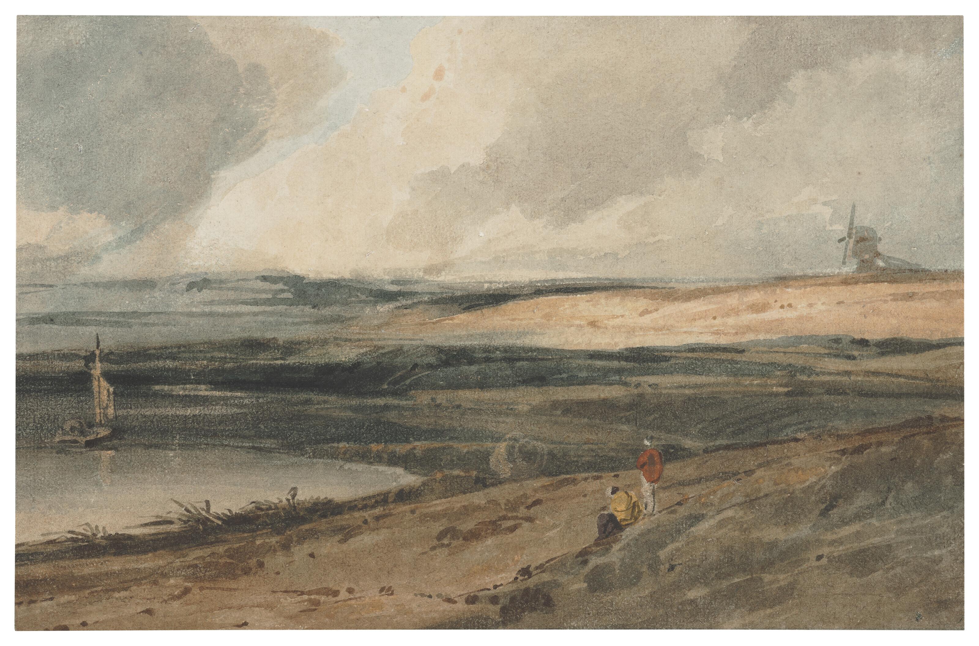 Francois Thomas Louis Francia - A windmill on the coast