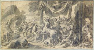 François Verdier - The battle of the Lapiths and Centaurs; and a companion drawing of Europa and the Bull