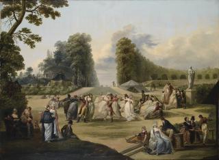 François Watteau - Le Bal De Tivolifrançois Watteau, Called Watteau De Lille ; Bal In The Tivoli Garden, Paris ; Signed And Dated Lower Middle ; Oil On Non-Craddle Panel ; Bears Several Labels On The Reverse