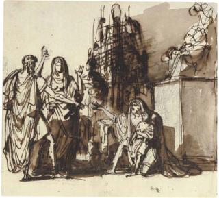 François-Xavier Fabre - Figures before classical altar