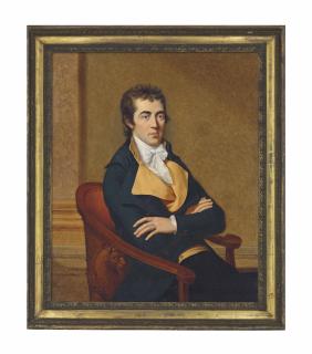 François-Xavier Fabre - Portrait of Henry Richard Vassall-Fox, 3rd Baron Holland (1773-1840), half-length, seated in a blue coat and yellow waistcoat