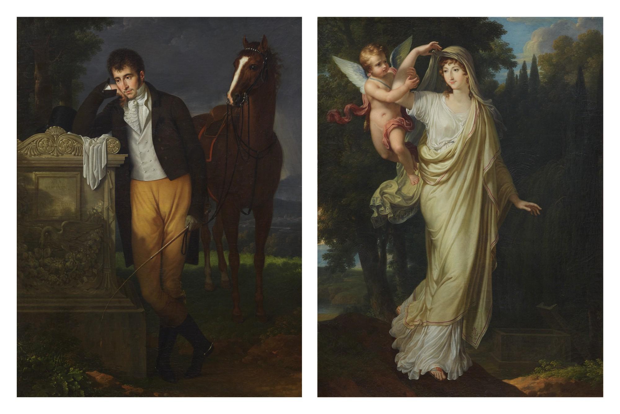 François-Xavier Fabre - Portrait Of Marquis Luigi Grimaldi Della Pietra;  Portrait Of Marquise Fanny Grimaldi