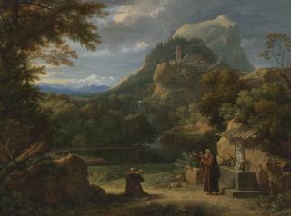 François-Xavier Fabre - Saint Anthony Of Padua Introducing Two Novices To Friars In A Mountainous Landscape 