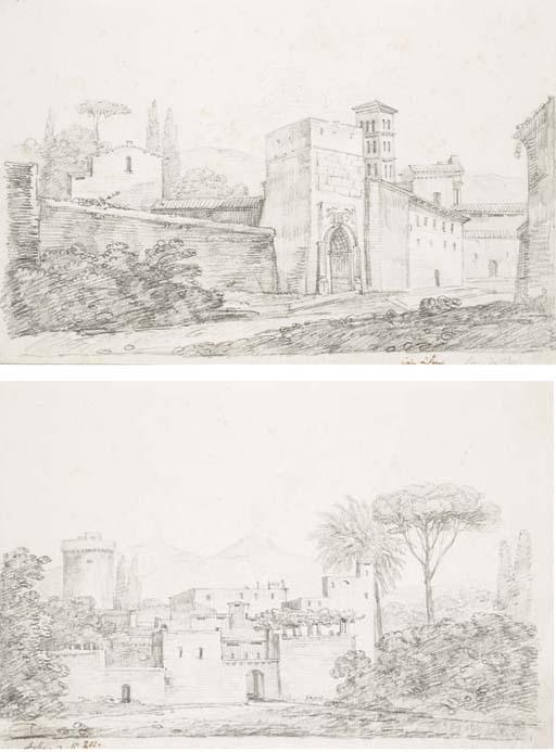 François-Xavier Fabre - Un Bâtiment À Rome; Et Un Bâtiment Près de Naples, Le Vésuve Dans Le Fond