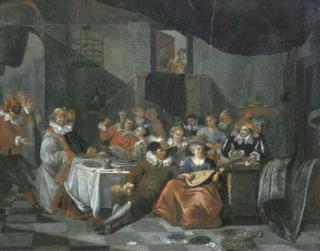 Francois Xavier Henri Verbeeck - Elegant company making music in an interior