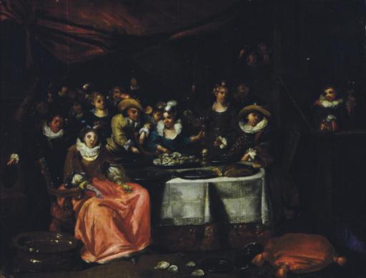 François Xavier Henri Verbeeck - Revellers at a feast; and a companion painting