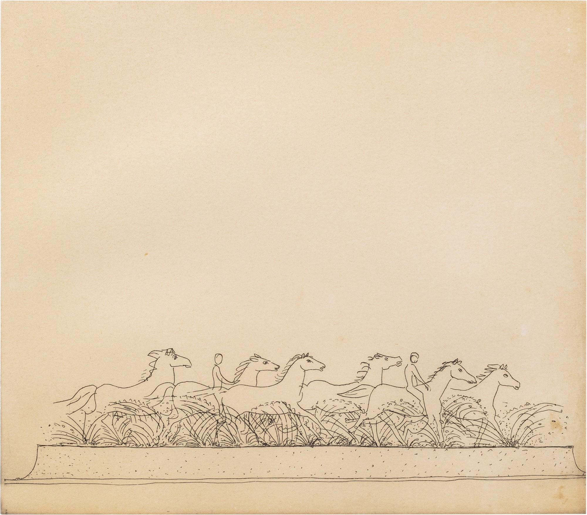 François-Xavier Lalanne - Chevaux au galop, Fontaine, petit format