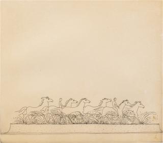 François-Xavier Lalanne - Chevaux au galop, Fontaine, petit format