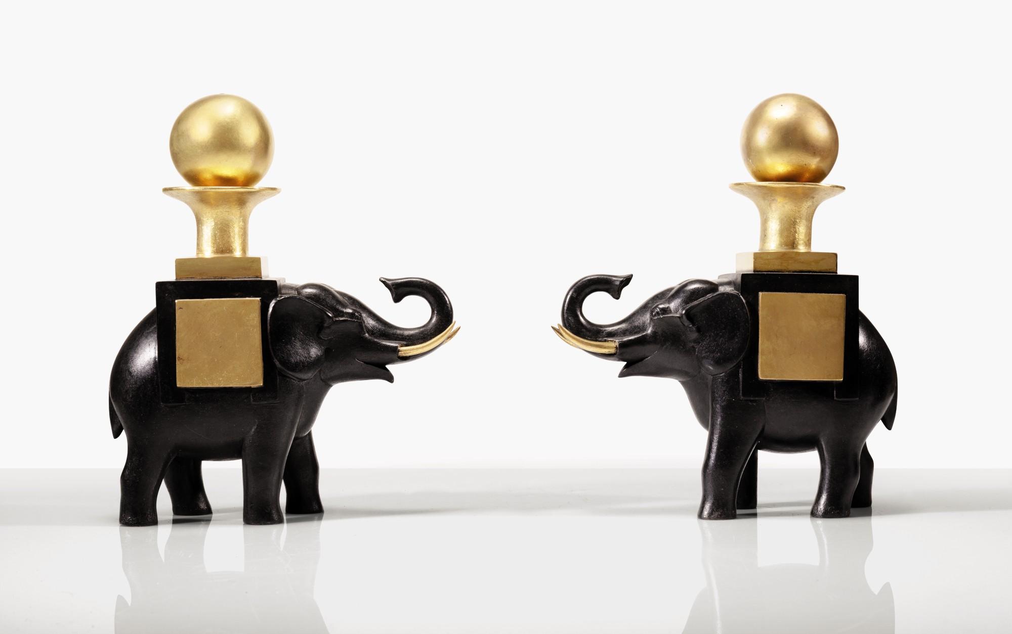 François-Xavier Lalanne - Paire de bougeoirs Eléphants à la boule