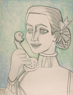 Françoise Gilot - Autoportrait au téléphone