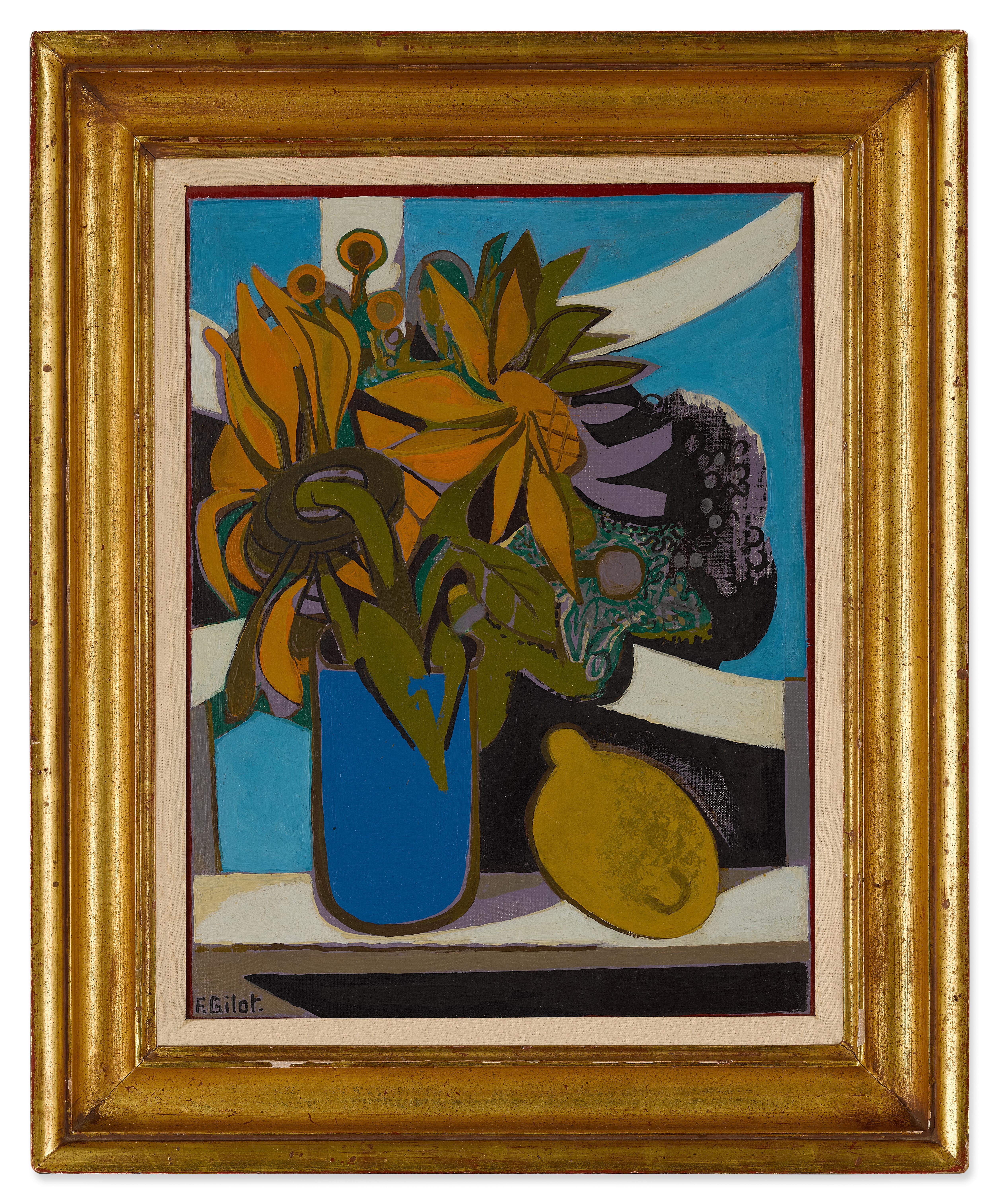 Françoise Gilot - Blue Vase with Sunflowers