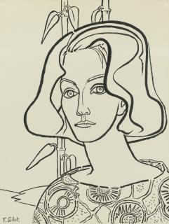 Françoise Gilot - Self-Portrait In Front Of Bamboo