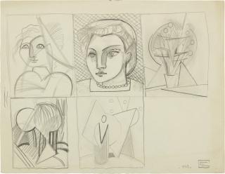 Françoise Gilot - Untitled (Five Sketches for Poetry Book Project)