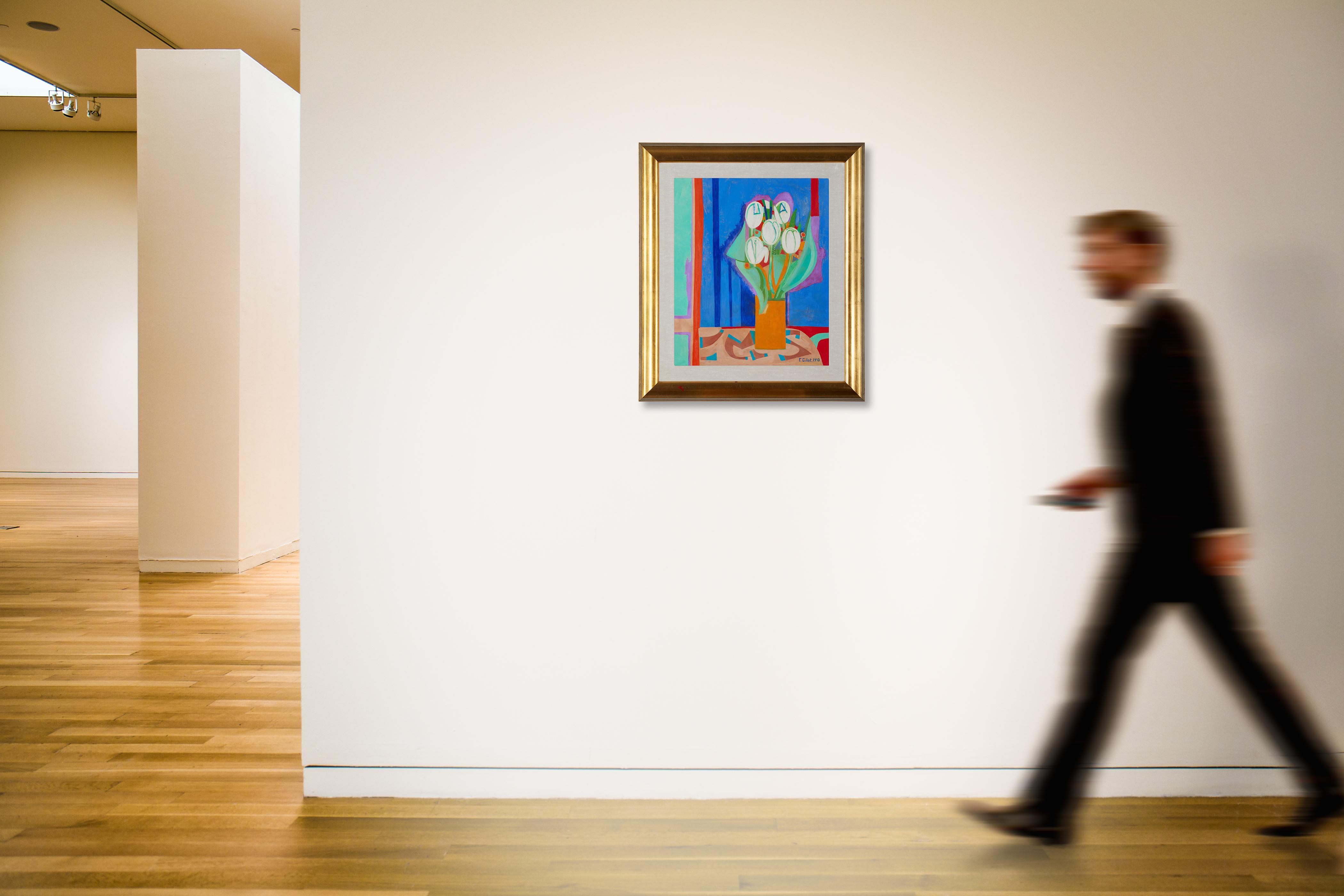 Françoise Gilot - White Tulips on Blue