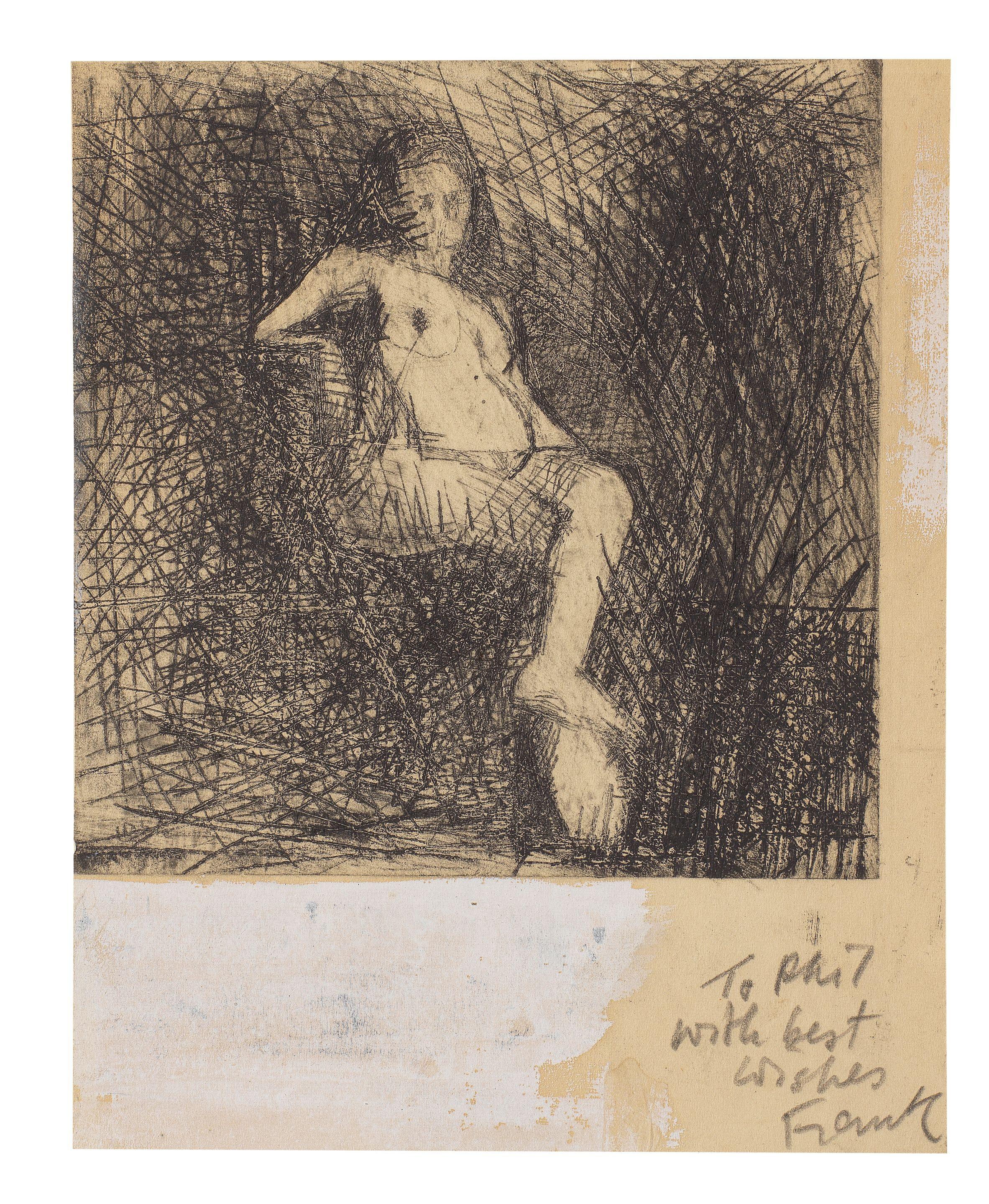 Frank Auerbach - Nude seated on a folding chair, from Six Drypoints of the Nude