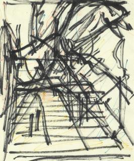 Frank Auerbach - Study for St Pancras Steps, Station