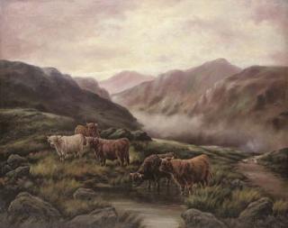 Frank Bennett - Highland cattle, mists rolling in