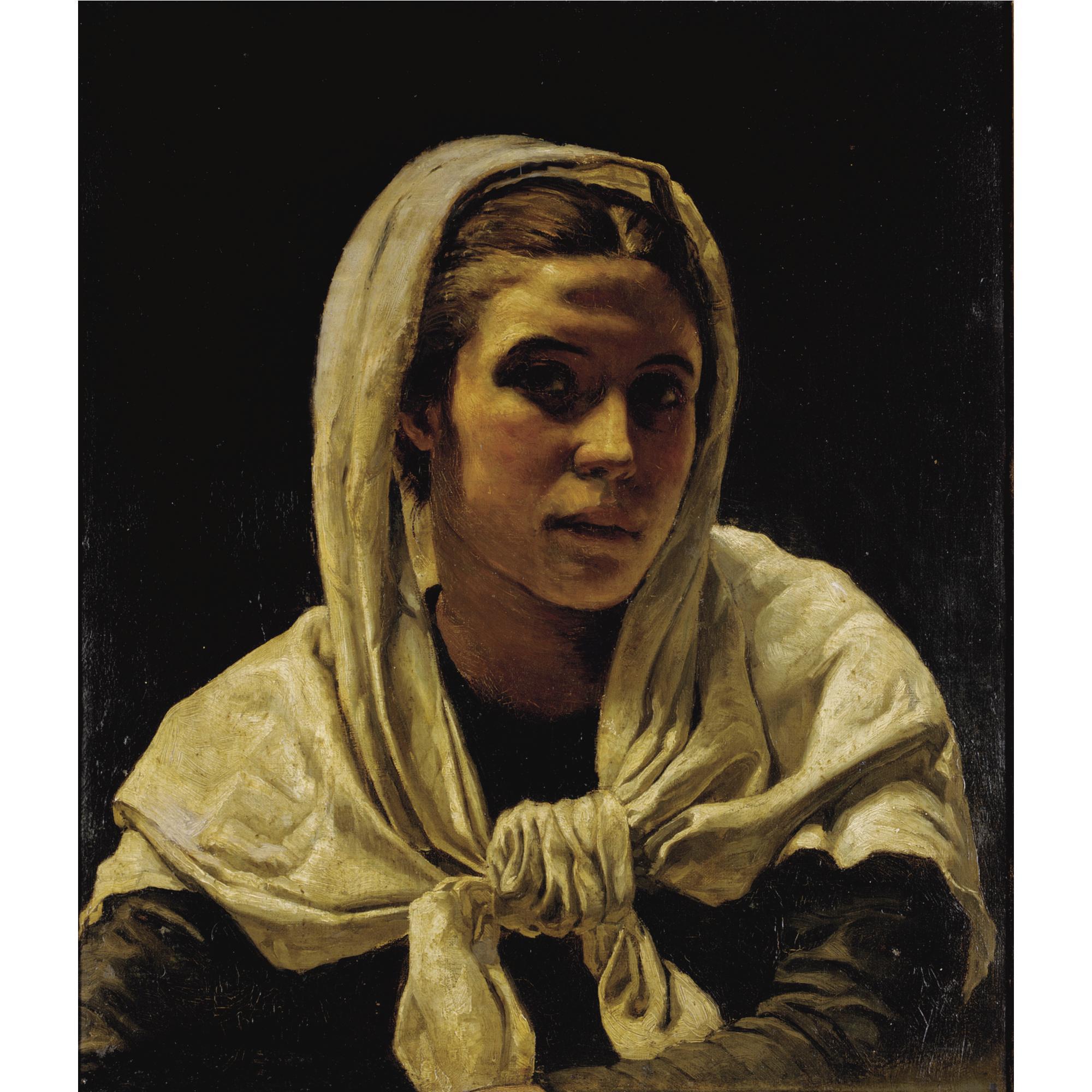 Frank Bramley A.R.A. - Portrait Of A Young Breton Woman