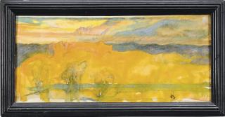 Frank Brangwyn - A hilltop castle at sunset