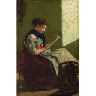 Frank Buchser - Lesendes Fischermädchen Reading Fisher Girl