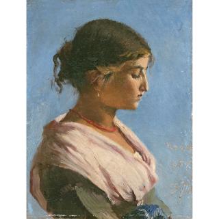 Frank Buchser - Mädchenbildnis Portrait Of A Girl