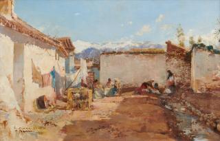 Frank Buchser - Spanischer Hinterhof Im Sonnenlicht, 1858