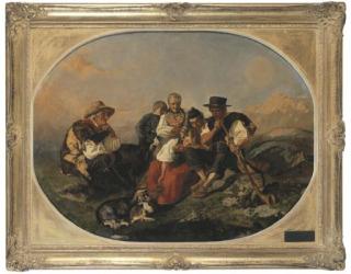 Frank Buchser - Wildheuerfamilie am Abend, 1859