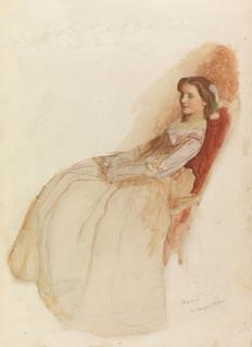 Frank Cadogan Cowper R.A. - Fanny, Sketch Of A Girl In Crinoline Dress