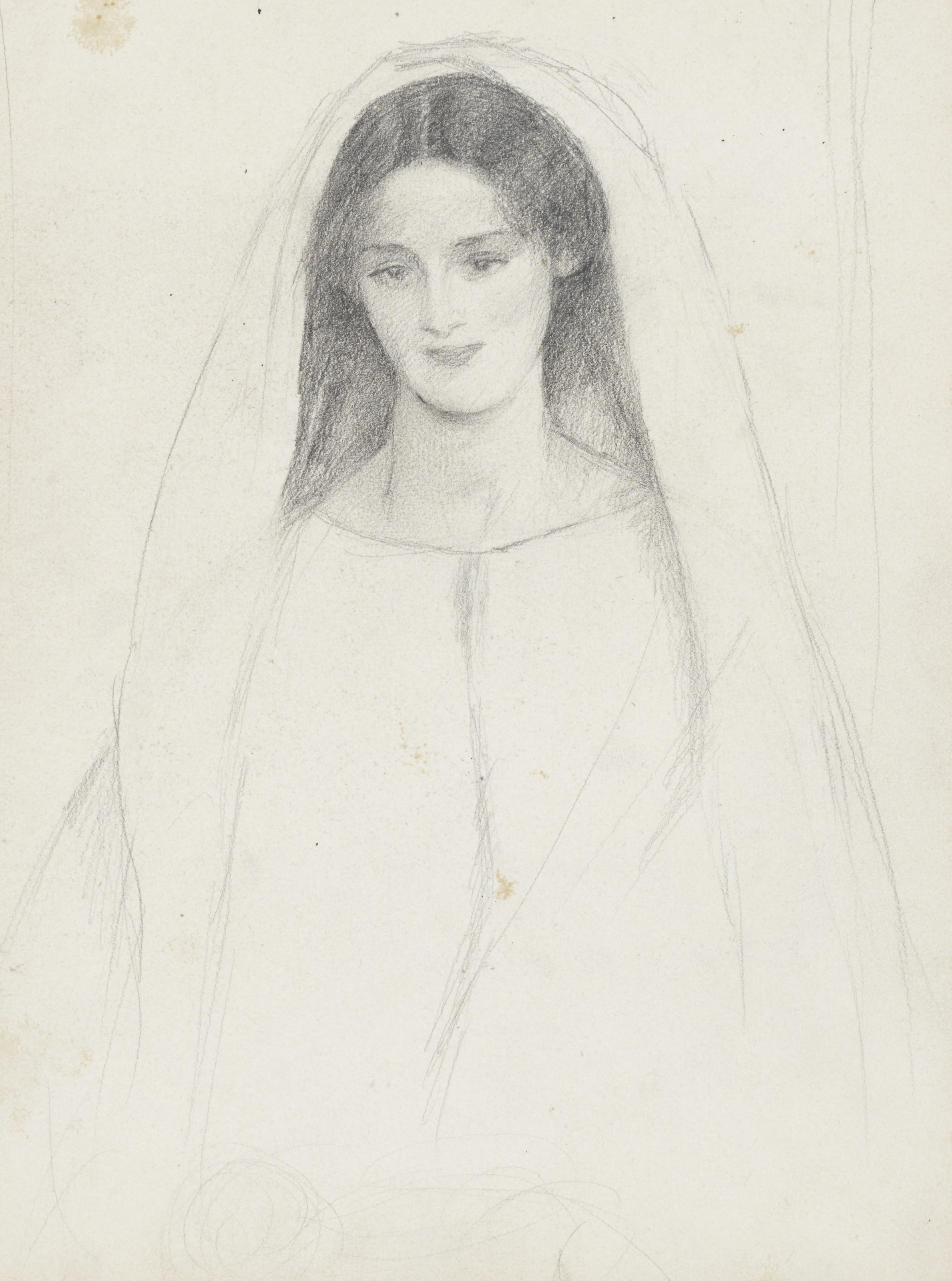 Frank Cadogan Cowper, R.A. - Head study of a young woman, wearing a veil