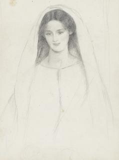 Frank Cadogan Cowper, R.A. - Head study of a young woman, wearing a veil